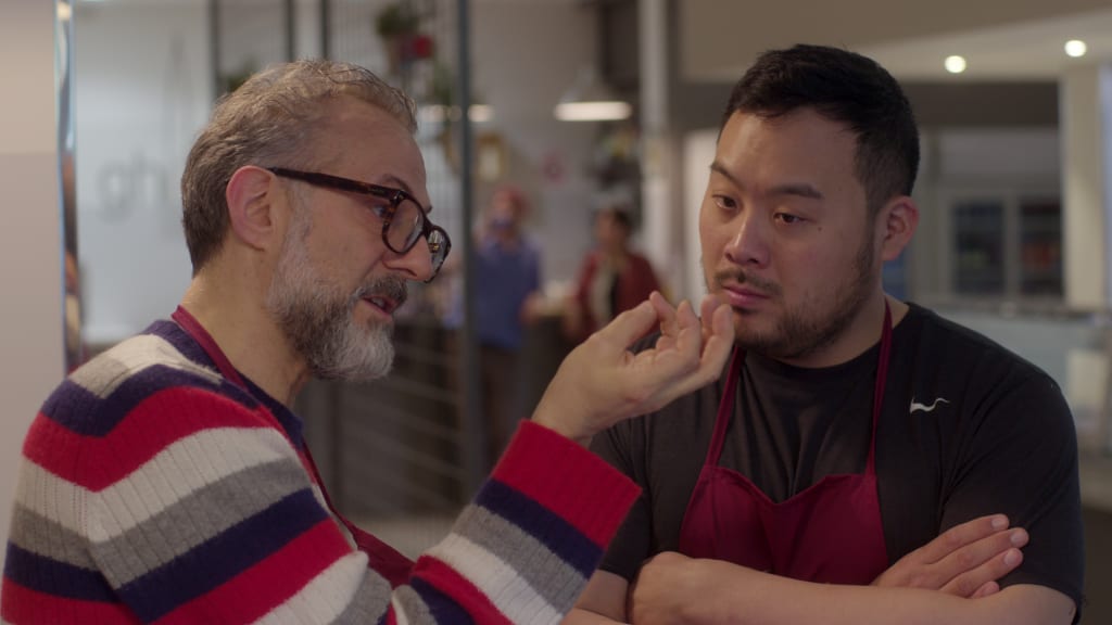 David Chang e Massimo Bottura parlano in una puntata di Ugly Delicious
