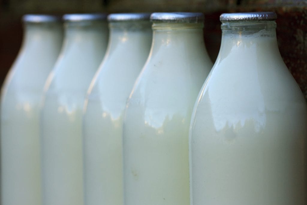Bottiglie di latte in vetro