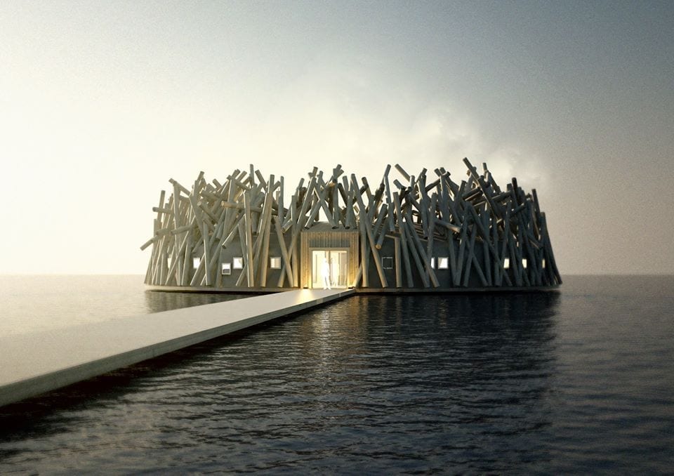 La struttura galleggiante dell'Arctic Bath Hotel