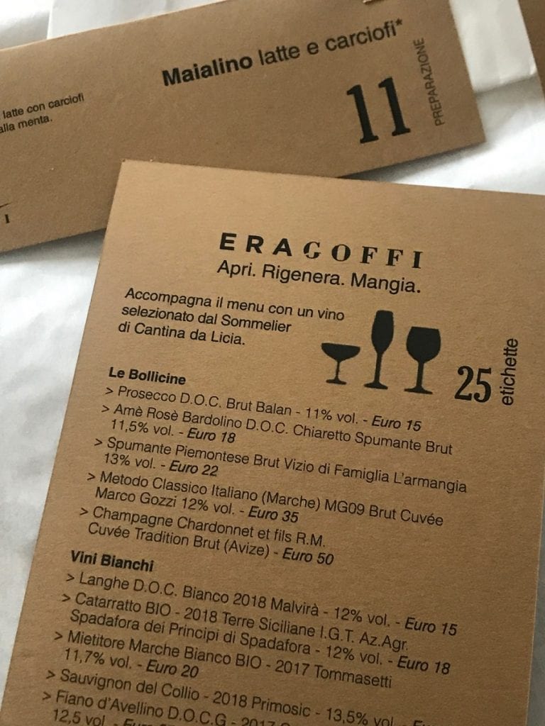 La carta dei vini delivery di EraGoffi