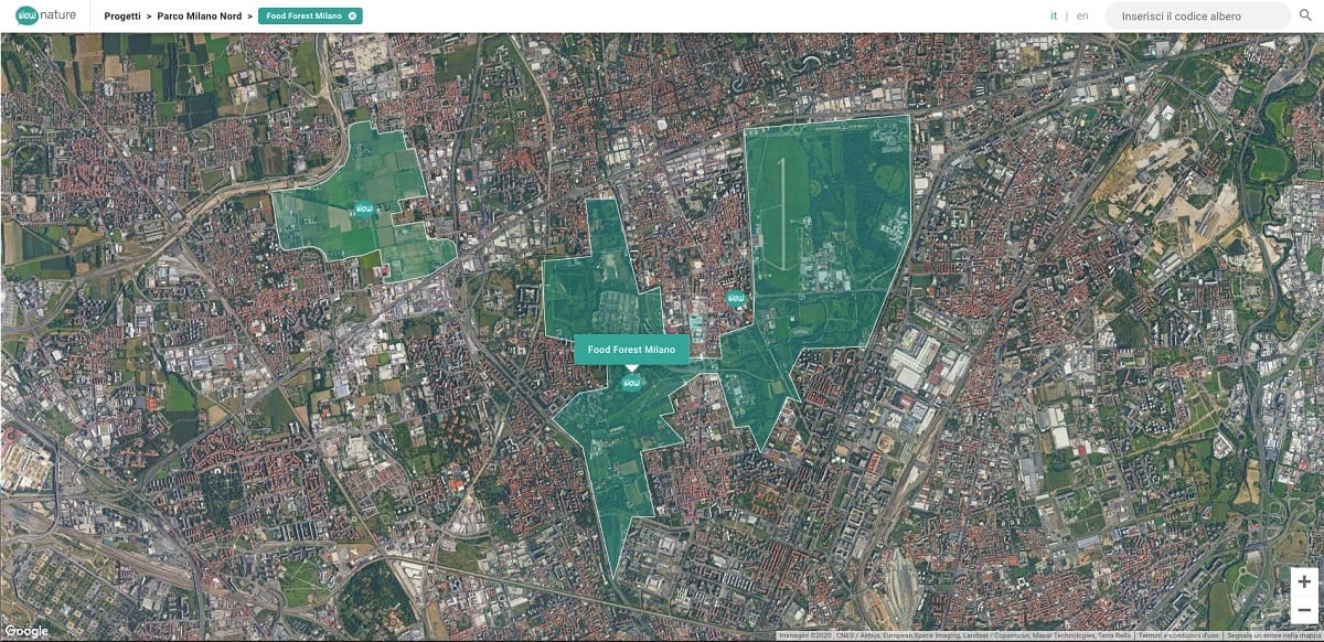 La mappa della food forest di Milano