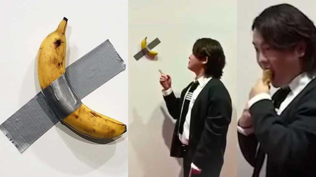 Lo studente di Seul che ha mangiato la banana di Cattelan in esposizione 