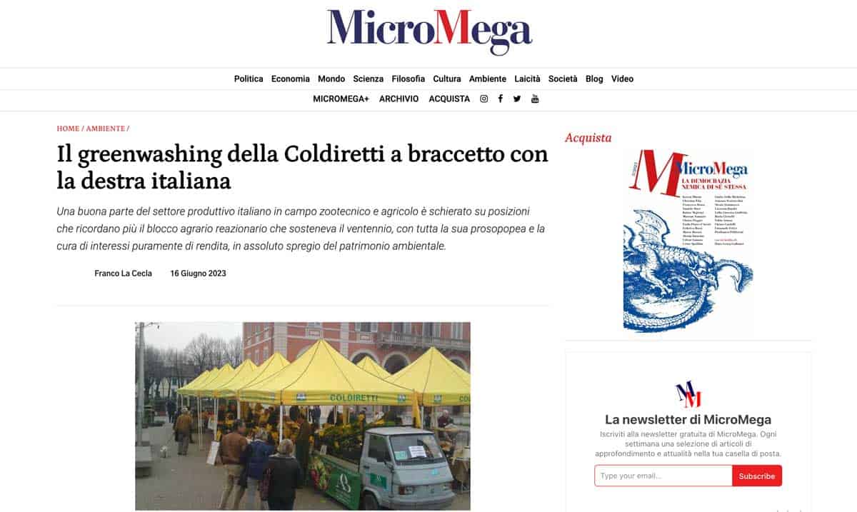 L'articolo di Franco La Cecla pubblicato sul sito di Micromega