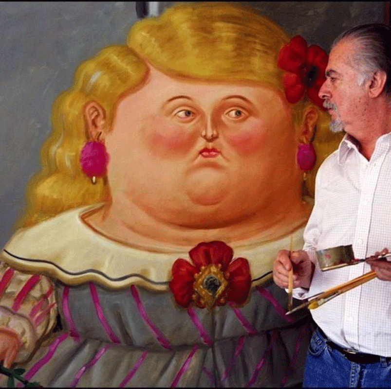 botero nel suo studio a dipingere