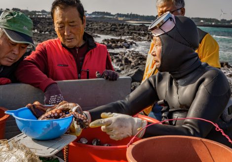 le pescatrici dell'isola di Jeyu. foto di kimchi e basilico