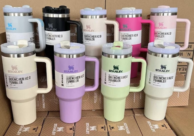 Cinghia Per Borraccia Stanley In Silicone Morbido, Con Manico Staccabile E Supporto, Adatta Per Tazze 226g-1.13kg (Mista Rosa/Verde/Giallo)