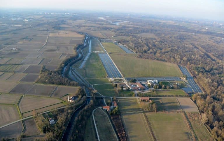 Veduta aerea dell'allevamento Storione Ticino