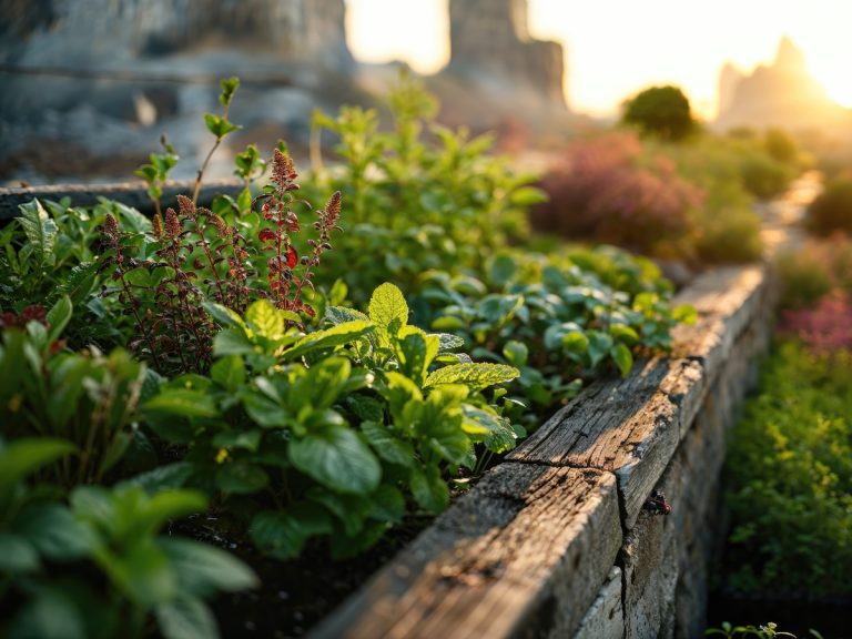 |An urban garden on the rooftop of a building