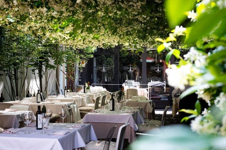 Il giardino del ristorante Al Carroponte di Bergamo