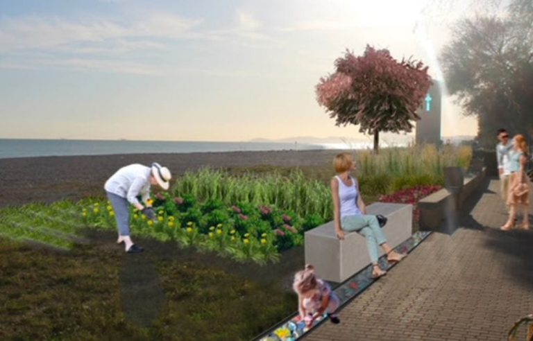 rendering dell'Orto Marittimo di Cedroni|Rendering dell'orto di Cedroni visto dal ristorante