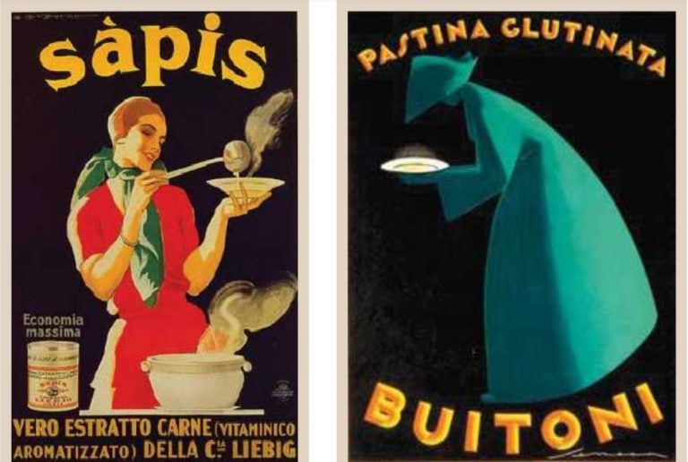 Pubblicità di pasta negli anni Trenta|Pubblicità del dado alimentare|Un ricettario Genepesca|Torviscosa