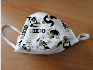 La mascherina in stoffa di DaZero|Food delivery con cartone di pizza DaZero|da zero