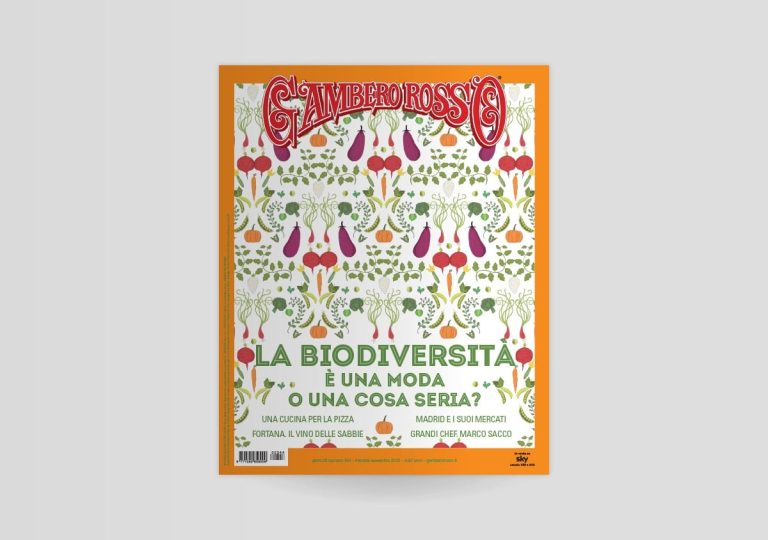 La copertina di settembre 2020 del Gambero Rosso|Biodiversità: illustrazione di Gianluca Biscalchin|Mercati di madrid sul Gambero Rosso|La cucina sulla pizza