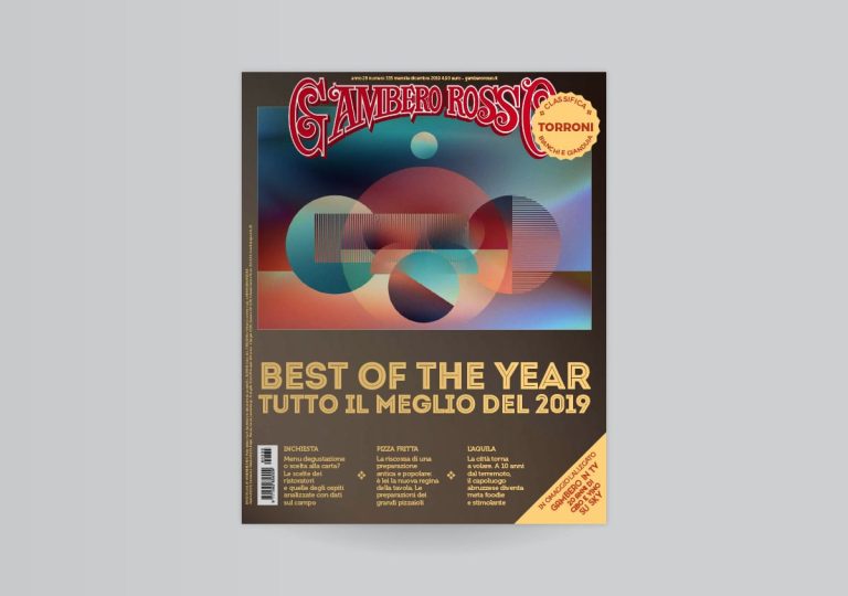 La copertina del Gambero Rosso di dicembre 2019||illustrazione di Daniela Bracco sul mensile del Gambero Rosso||||