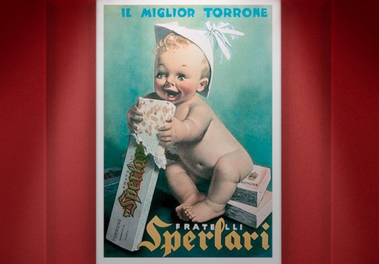 Una locandina pubblicitaria di Sperlari|Galatina Sperlari|Torroncini Sperlari