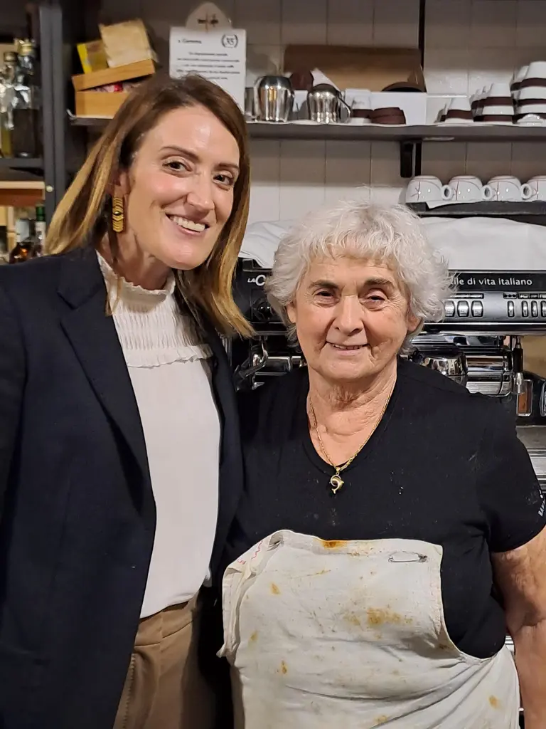 Gemma Boeri con Roberta Metsola a Osteria Da Gemma via Facebook