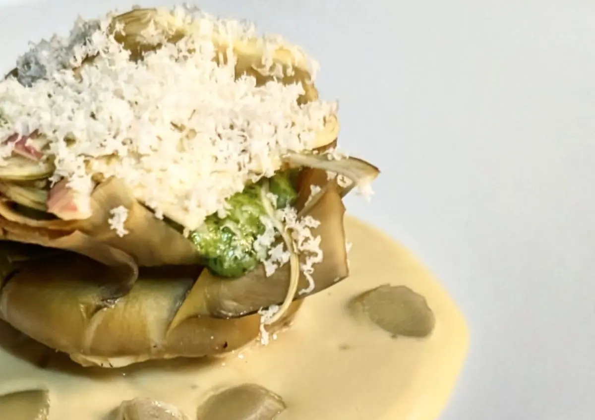 carciofo, prezzemolo e succo di pepe verde del Vecchio Ristoro