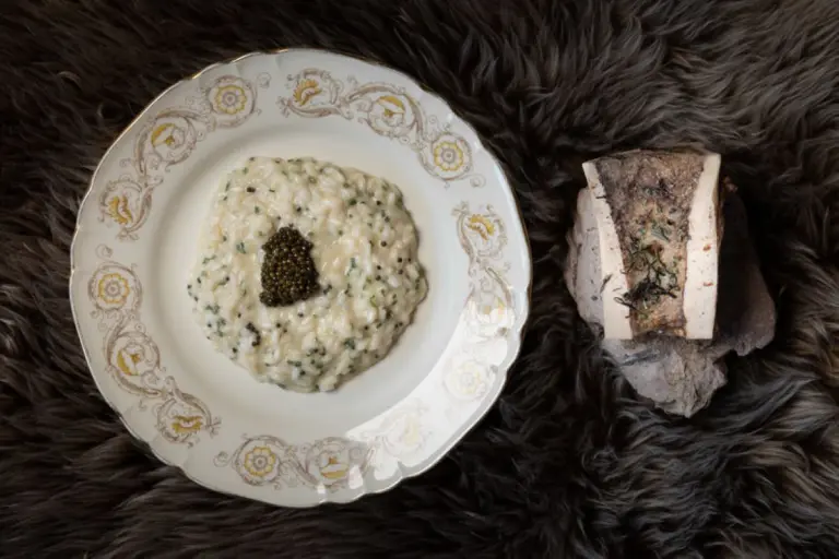 risotto all'Alfredo con midollo, caviale e Champagne di Alajmo Cortina