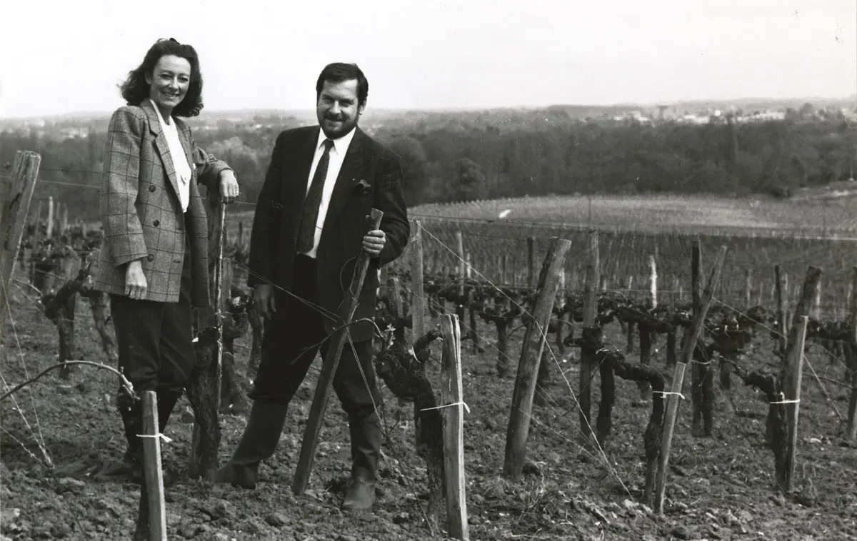 Michel Rolland e sua moglie Dany a Château Fontenil nel 1986, l’anno in cui acquistano la tenuta più famosa di Fronsac