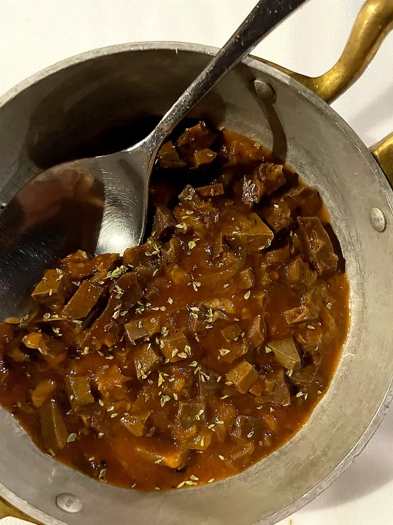 La coratella della Trattoria Il Porcellino a Cusciano