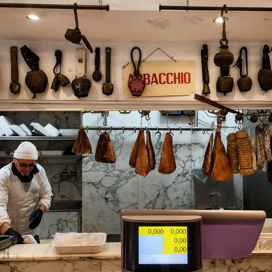 insegna abbacchio in font populista - macelleria roma