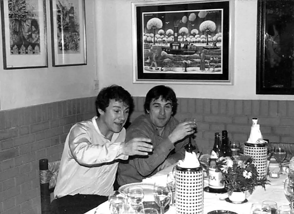 Harvey Keitel e Robert De Niro alla trattoria Cantarelli durante le riprese di Novecento