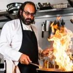 Lo chef palestinese Fadi Kattan all'interno del Padiglione del Qatar alla Biennale di Venezia