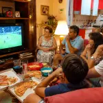 Pizza al taglio, birra e Coca-Cola davanti alla finale dei Mondiali del 2006, simbolo della notte della vittoria dell'Italia
