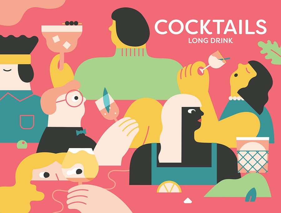 l'illustrazione di copertina del libro Cocktails Long Drink