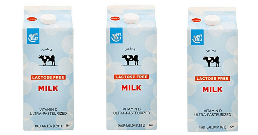 Tre cartoni di latte Happy Belly di Amazon