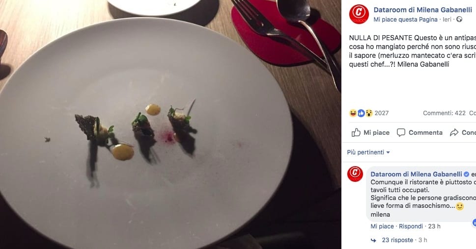 L'assurdo post di Milena Gabanelli contro gli chef