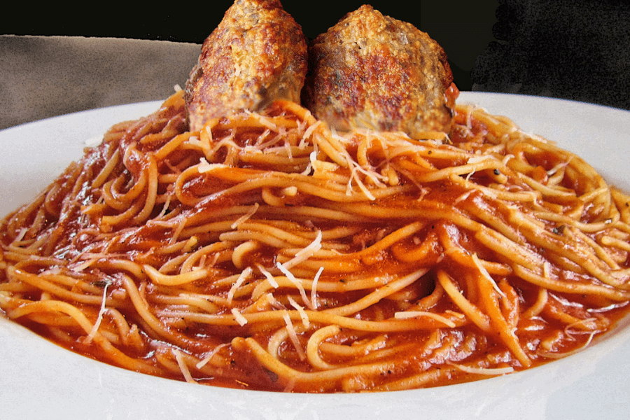 Ristorante terrapiattista - Spaghetti and flat meatballs