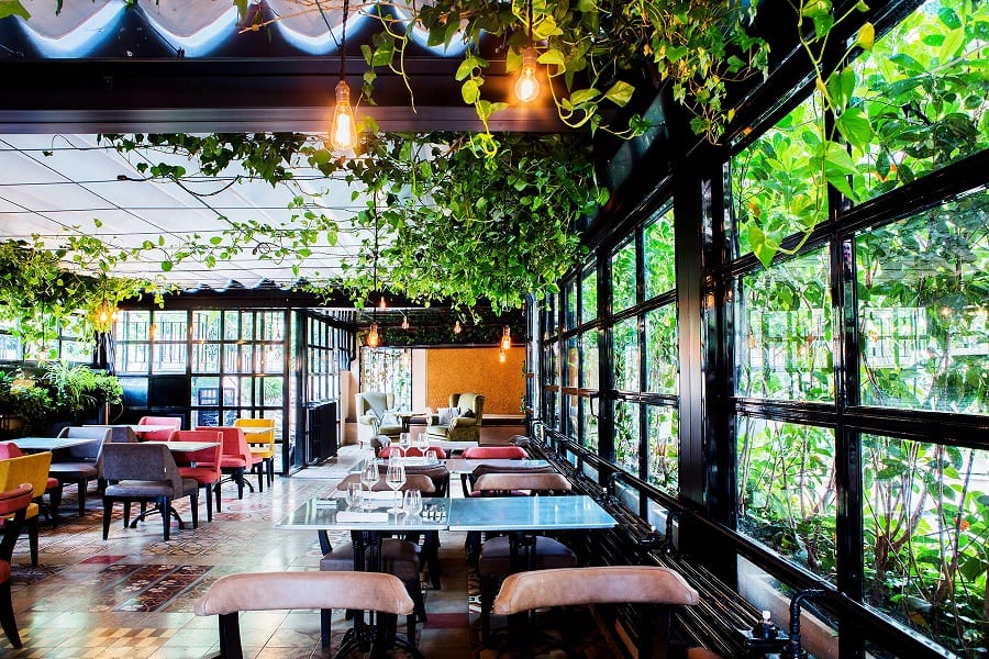 Il giardino-serra del ristorante cockatil bar Marco Martini